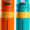 Tommee Tippee Superstar Insulated Flip Top Sportee, 18 months+, 11oz, Toddler Sippy Cup, Leak and Shake Proof, Antimicrobial Spout, Pack of 2, Orange and Teal
