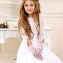 Bencailor 3 Pieces Lace Gloves Halloween Cosplay Costume Tea Party Princess Dressing Gloves for Wedding (Black, White, Beige)