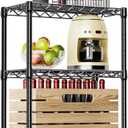 IZEUK 3-Tier Steel Storage Shelves, Heavy Duty Metal Shelf Wire Shelving Rack for Pantry, Kitchen, Living Room, or Office Organization (21.7" W x 11.8" D x 28.6" H, 750LBS, Black)