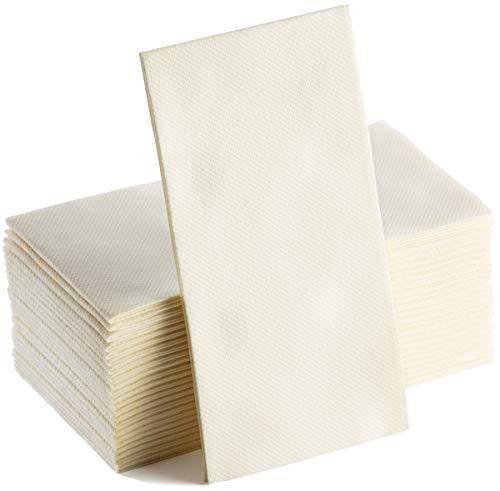 Ivory Napkins | Linen Feel Guest Disposable Cloth Like Paper Dinner Napkins | Hand Towels | Soft, Absorbent, Paper Hand Napkins for Kitchen, Bathroom, Parties, Weddings, Dinners Or Events | 50 Pack