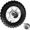10 Inch 2.5-10 Rear Wheel Tire with 1.4 x 10 Rim and Drum Brake With 12mm Bearing for 50cc Dirt Pit Bike, ATVs, Black