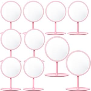 MAQUITA 10 Pcs Spa Party Mirrors Spa Party Supplies Desk Mirror Bulk Mirror for Sleepover Favors Makeup Mirrors for Sleepover Slumber Birthday Favors Gift (Pink)