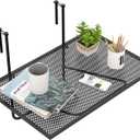 Giantex Balcony Table, Folding Outdoor Side Table for Railings Up to 2.4" Thick, Space-saving Railing Serving Table with Metal Frame