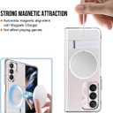 for Galaxy Z Fold 7 Case Compatible with MagSafe, Built-in Metal Kickstand & Strong Magnetic, Anti-Yellowing Non Slipping Out Phone Cover with Stand Slim fit Samsung Galaxy Z Fold7 (Clear)