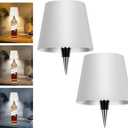 2 Pack Wine Bottle Lamps, 2025 New 3 Color Rechargeable Wireless Bottle Lamps, Bottle Lamp Kit for Liquor Bottles with Touch Dimming for Parties, Restaurants & Home Decor (White)