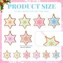 Zhanmai 24 Pcs Christmas Pastel Snowflake Star Ornaments Christmas Tree Pastel Snowflake Star Decorations Cute Xmas Hanging Ornaments Traditional Xmas Tree Party Decors