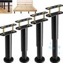 4 Pcs Adjustable Height Bed Support Legs 7.08-12.6 inch, Upgrade Under Bed Center Support Leg, legs for Bed Frame/Bed Slat/bed risers/furniture legs, bed feet Heavy Duty Metal Bed Replacement Legs