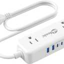 Short Extension Cord 2 Foot - Appliance Surge Protector Small Power Strip, 14 Gauge Heavy Duty Extension Cord with 4 Outlets 5 USB, High Wattage for Microwave, Workbench, Kitchen, Garage Must Have, White