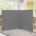 Rantila Indoor Room Divider, Portable Office Divider, Room Divider Wall Screen 2 Large Panel, Folding Partition Privacy Screen Walls Dividers for Room Separator 142" W x 71" H,Gray (2 Large Panels, Grey)