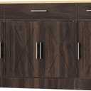 Shintenchi Buffet Cabinet with Storage,53.4" Large Kitchen Storage Cabinet with 3 Drawers and 4 Doors,Wood Farmhouse Buffet Sideboard with Adjustable Shelf for Kitchen Living Room,Brown