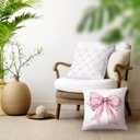 Coquette Pink Bow Pillow Covers 18x18 Set of 2, Coquette Room Decor, Pink Preppy Pillow Covers, Preppy Room Decor, Girly Bedroom Decor