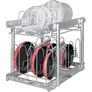 TQVAI Pots and Pans Organizer, Full-Extension Pull Out Cabinet Organizer, Slide Out Drawers for Kitchen Cabinets with Adjustable Dividers, Request at Least 15.5" W x 23.5" D x 23.5" H Opening - Chrome TQVAI Pots and Pans Organizer, Full-Extension Pull Out Cabinet Organizer, Slide Out Drawers for Kitchen Cabinets with Adjustable Dividers, Request at Least 15.5" W x 23.5" D x 23.5" H Opening - Chrome