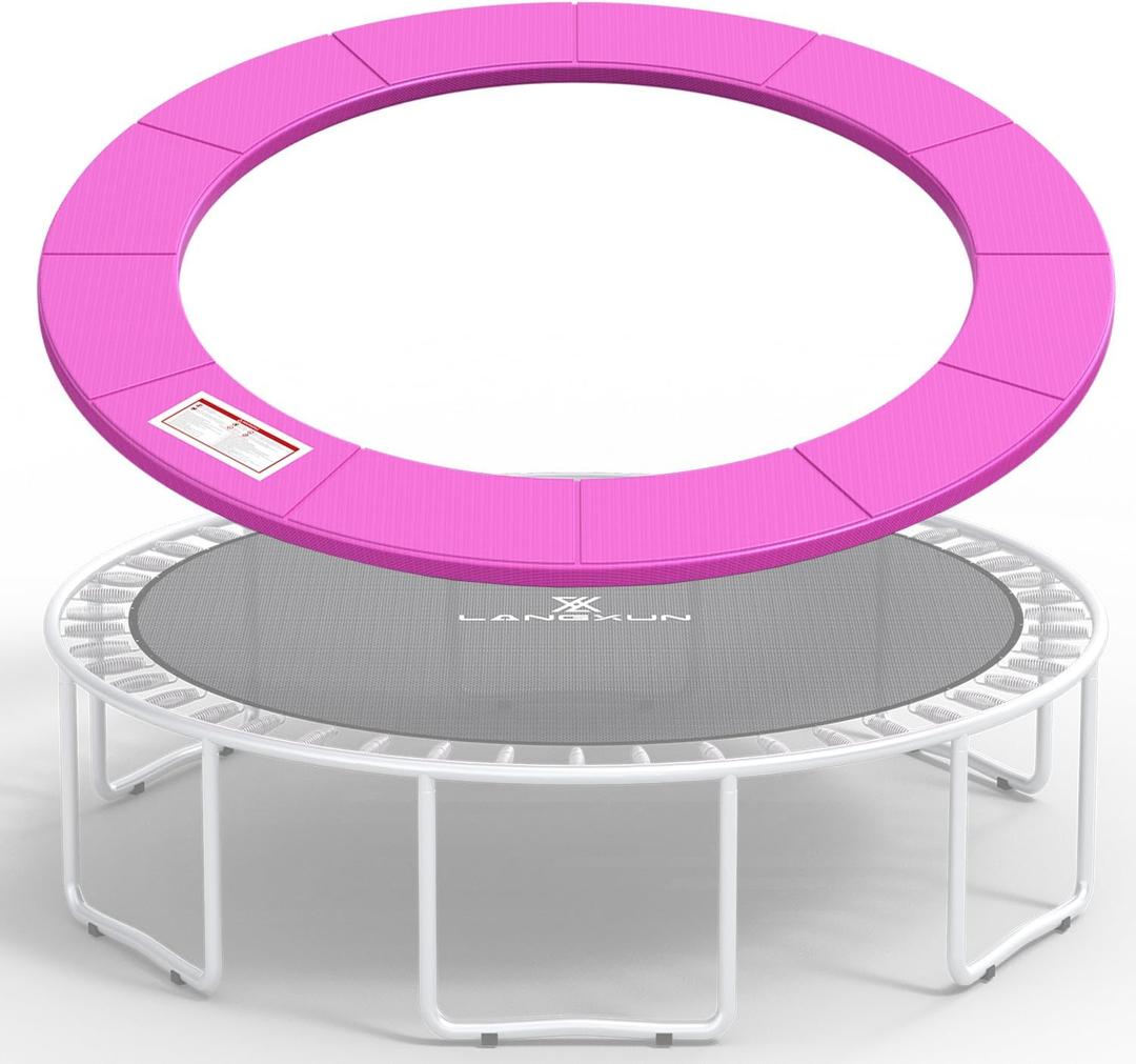 LANGXUN Universal Trampoline Repalcement Safety Pad, Waterproof Surround Spring Foam Cover for Round Frame (Pink), Size: 19' ft