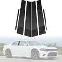 BASIKER Door Pillar Trim Fit for Dodge Charger 2011 to 2021 Pillar Post Kit, Door Window B Pillar Glossy Black Cover, Window Molding Trim Strong Toughness PC Material