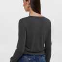 REORIA Womens 2025 Fall Fashion Lightweight Long Sleeve Button Down Casual Wool Blend Cardigan Sweaters (Gray, M)