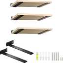 HEART ART Floating Shelf Bracket 12 Inch,2 Pack Heavy Duty Shelf Brackets,L Brackets for Shelves Black,12L x 1.6H x1.6W