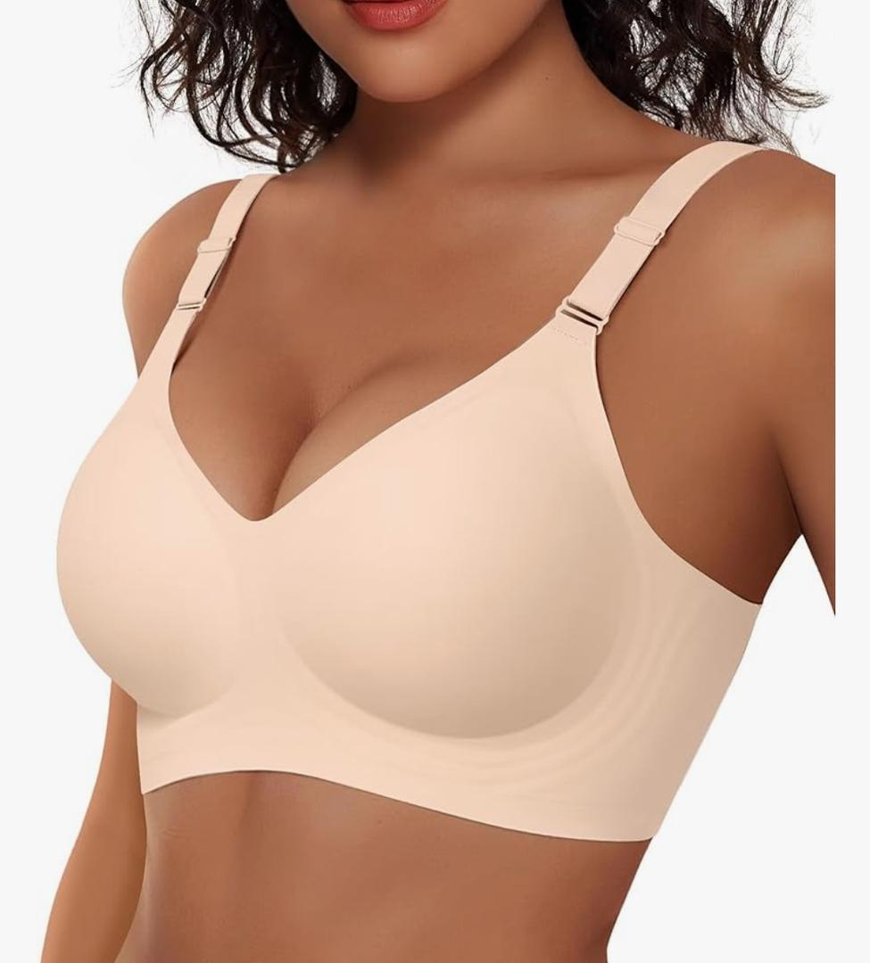Vertvie Womens Wireless Bras No Underwire Push Up Bra Seamless Supportive Full Coverage Everyday Bras Regular and Plus Size,L