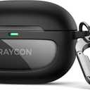 SURITCH Case for Raycon Everyday Earbuds (2024 Edition), Shockproof Magnetic Case for Raycon Bluetooth True Wireless in-Ear Buds Headphones, Protective Cover with Magnetic Lid Lock & Carabiner, Black