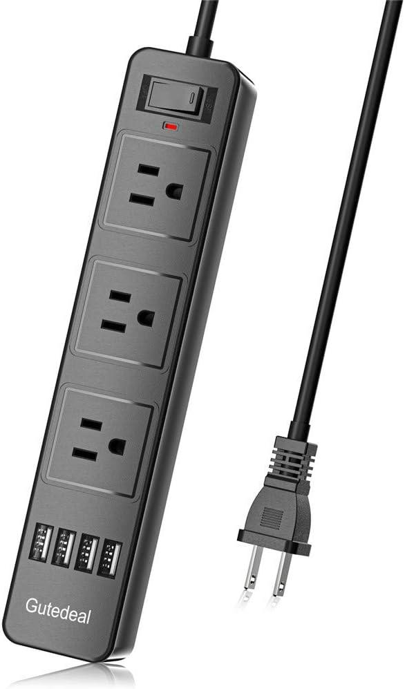 2 Prong Power Strip, Surge Protector 2 Prong with 3AC Outlets and 4 USB Charging Ports, 6.6ft 2 Prong to 3 Prong Extension Cord for Home Office