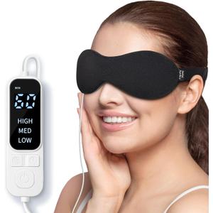 YFONG Heated Eye Mask for Dry Eyes, Stye and Migraines, USB Electric Eye Mask with 3 Temperature Settings & 4 Time Controls, Warm Eye Compress with Washable Cover for Eye Strain,Puffy and MGD (Black)
