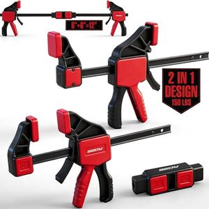 3-Piece 6 Inch Bar Clamps for Woodworking with Clamp Connector, 6" Quick-Release Wood Clamps with 150 LBS Load Limit, Trigger Clamp Set, One-Handed Clamps/Spreader Ideal for Woodworking DIY Projects