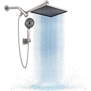 Cobbe 11.8 Inch Rain Shower Head with 6 Modes Handheld Water SprayHigh Pressure Showerhead Combo with 11 Inch Adjustable Extension Arm, Brushed Nickel