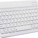 Bluetooth Keyboard Mini Wireless Keyboard for Apple iPad 10th/11 Generation, Amazon Fire HD 10/8 Max 11, Samsung Tablet, Android Phone - 10-Inch Slim, Portable, Rechargeable, White