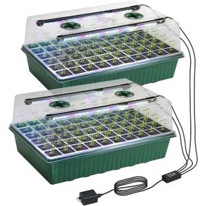 TONYFUL Seed Starter Tray with Grow Light, 120Cell Seed Starter Kit with 4.07” Humidity Dome, Indoor Seedling Starter Tray, Seed Starting Tray for Plant Germination, Seeds Growing