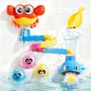 JOVA lalalark Bath Toys for Kids, 7-in-1 Shower Bathtub Toy with Crab, Whale, Rotating Fish & Slide Track, Interactive Water Play Set with Pour & Spray Fun for Toddlers, Boys Girls Birthday Gifts 3-5