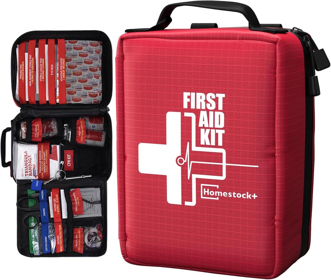 First Aid Kits - Compact First Aid Kit with Labelled Compartments Molle System Premium Emergency Kits for Home, Office, Car, Outdoor, Hiking, Travel, Camping - 216 piece