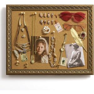 Cork Bulletin Board 16x20 with Vintage Gold Ornate Frame, Decorative Framed Pin Notice Board for Memo Family Calendar Schedules Recipes, Antique Wall Decor for Classroom Home Office Kitchen