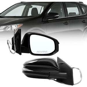Right Passenger Side Mirror Assembly Compatible with RAV-Four 2013-2015 with Heated Turn Signal Light Power Manual Folding without Blind Spot Match TO1321310 Match Black (7Pins)