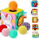 beetoy Sensory Busy Cube for Baby, Montessori Infant Toys with Textured Sensory Balls, Early Learning Travel Toys for Fine Motor Skills, Perfect Newborn Boy and Girl Gift