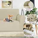ZNSAYOTX Super Stretch Couch Cover (72"-92"), New Striped Sofa Covers Fitted Slipcovers with Elastic Bottom, Dog Cat Pets Proof Spandex Fabric Comfortable & Durable (Khaki, Sofa)