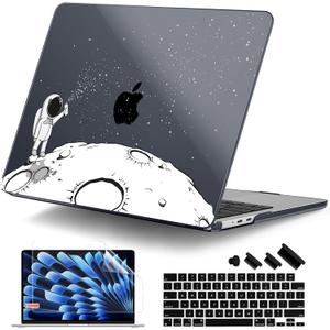 DONGKE Compatible with M5 MacBook Air 15 inch Case 2026 2025-2023 A3448 A3241 A3114 A2941 M4 M3 M2 Liquid Retina Display Touch ID, Protective Hard Shell Cover & Keyboard Skin - Astronaut