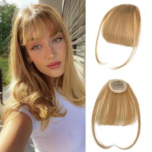 NAYOO Wispy Bangs Hair Clip -Blonde 100% Real Human Hair Clip in Bangs for Women Fringe with Temples Hairpieces for Daily Wear