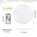Nervure 100 Pieces Clear and Gold Plastic Plates - 10.25inch Gold Dinner Plate - Heavyweight Clear Disposable Plates Ideal for Party & Wedding