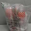 100 Pcs 16 oz Red and White Checkered Plastic Cups Bulk Disposable Buffalo Plaid Plastic Cups Red and White Check Party Container Decorative Holiday Party Container for Birthday Supplies (Race Car)