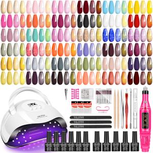 NAIL POLISH KIT with U V Lamp and Drill Starter Kit 36 Colors Gel Nail Polish Nail Art Gel Manicure Kit