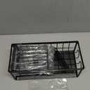 Sinnsally Kitchen Sponge Holder,Sink Caddy Organizer with Brush Holder,Stainless Steel Sink Box Dish Scrubber Holder with Self Drain Tray,Soap Dispenser Storage Accessories for Kitchen Counter(Black)