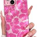 Lovmooful Compatible for iPhone 14 Plus/15 Plus Case Cute Aesthetic Leopard with Laser Design with Bumper Protector for Girls Women Soft TPU+PC Shockproof Protective Girly-Light Pink