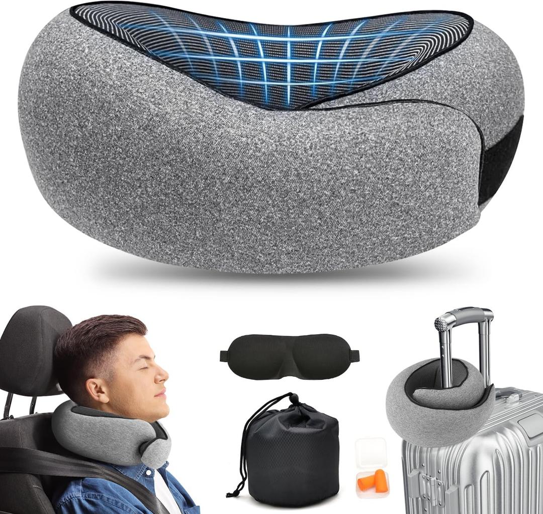 2 x Travel Pillows for Airplanes, 2024 New Pillow for Traveling, Soft Airplane Neck Pillow, Memory Foam Travel Neck Pillow for Long Flight, Suitable for Airplanes, Offices and Cars