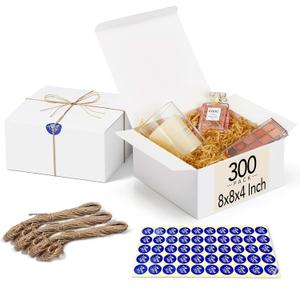 MESHA Gift Boxes Bulk with Lids 8x8x4'' 300PC White, Gift Boxes Bulk for Small Business, Bridesmaid Proposal Boxes with Lids for Engagement Wedding Favors (1 Count (Pack of 300))