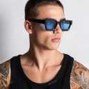 AIEYEZO Square Sunglasses for Women Men Square Thick Frame Sun Glasses Simple Designer Style Shades