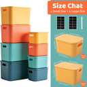 Plastic Storage Bins with Lid, Stackable Storage Containers for Organizing, Decorative Storage Baskets for Shelves Living Room Playroom Classroom Office (4 Large + 4 Small)