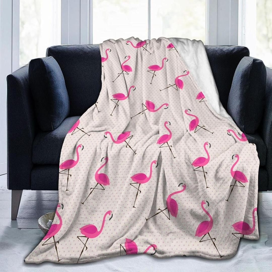 Pink Flamingos Bed Blanket Ultra Soft Throw Blanket All Season Warm Light Weight Cozy Plush Blankets for Home Bedroom Sofa Chair Travel, 60"X80"