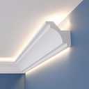 Pangda 6 Pcs 47.24" (Total 23.62 ft) Ceiling Crown Molding with LED Duct Kit for Seamless Ambient Accent Lighting Waterproof Channel for Easy LED Trim Moulding Strip Installation