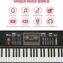 Kids Keyboard Piano 61 Keys, Gift for Boys Girls [Black with Stand], Portable