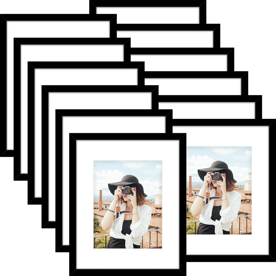 Picrit 16x20 Picture Frame Set of 6, Display Photos 11 x 14 with Mat or 16 x 20 without Mat, Wall Gallery Poster Frames Display for Home Decor, Black