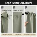 MIULEE 4 Panel Sets Short Curtains 54 Inch Length for Small Windows, Blackout Top and Bottom Rod Pocket Mini Curtains for Bedroom Bathroom Basement Kitchen Privacy Black Out Curtain, Sage Green